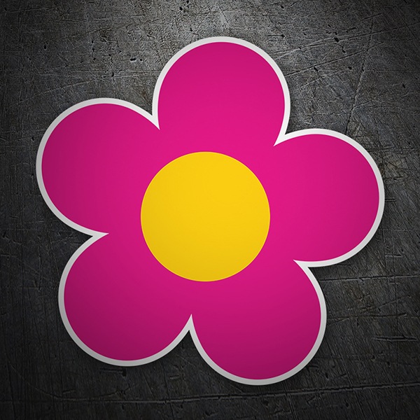 Car & Motorbike Stickers: Flower Magenta and Yellow