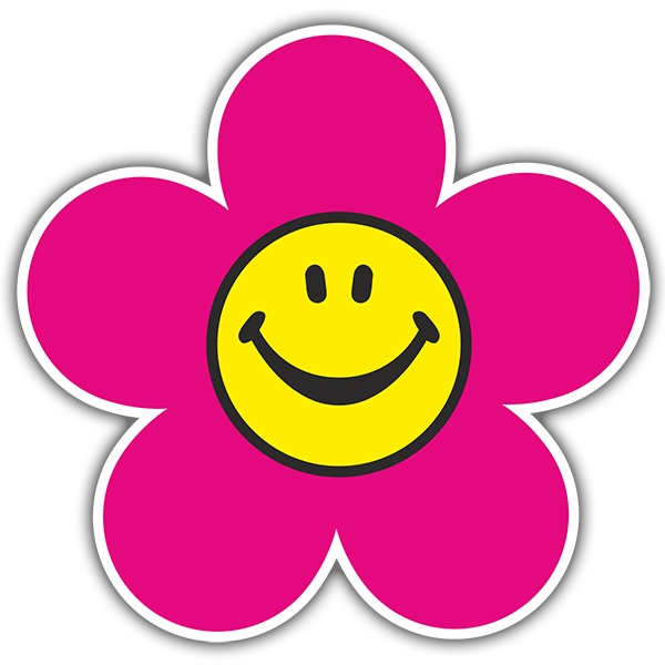 Car & Motorbike Stickers: Pink Smiley Flower