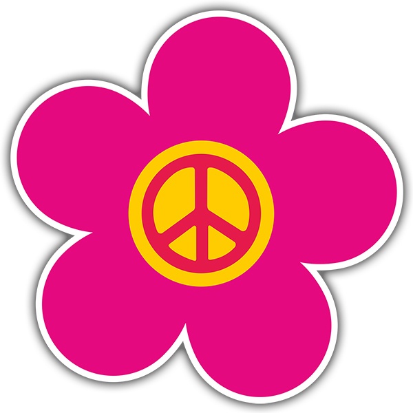 Car & Motorbike Stickers: Magenta Flower of Peace