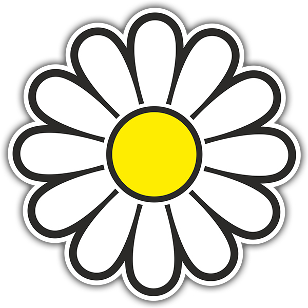 Car & Motorbike Stickers: Yellow and White Flower