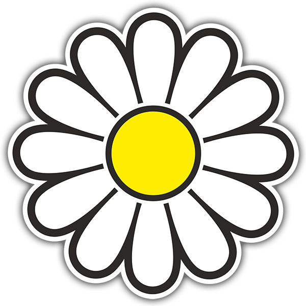 Car & Motorbike Stickers: Yellow and White Flower