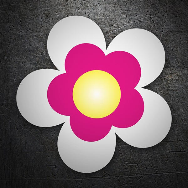 Car & Motorbike Stickers: White, Pink and Yellow Flower 1