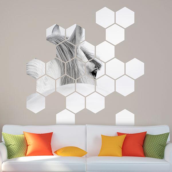 Wall Stickers: White horse Geometric kit