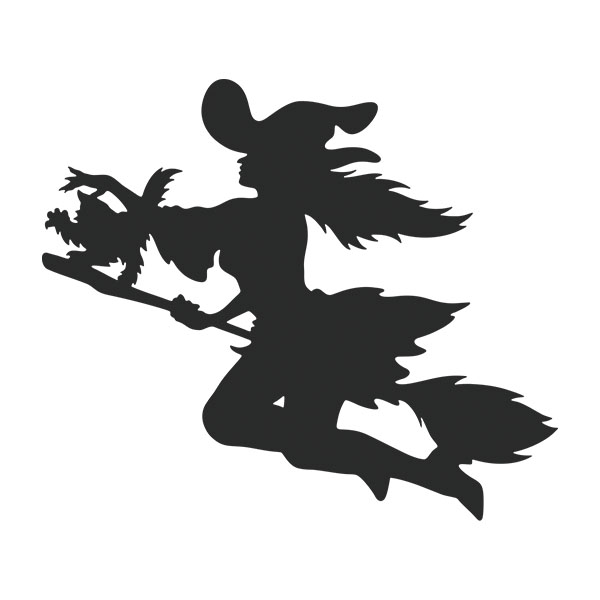 Car & Motorbike Stickers: Witch with flying cat