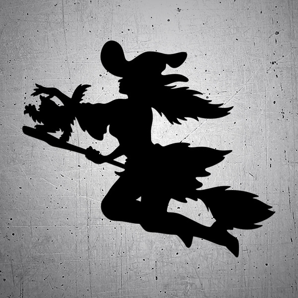 Car & Motorbike Stickers: Witch with flying cat