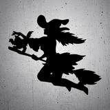 Car & Motorbike Stickers: Witch with flying cat 2