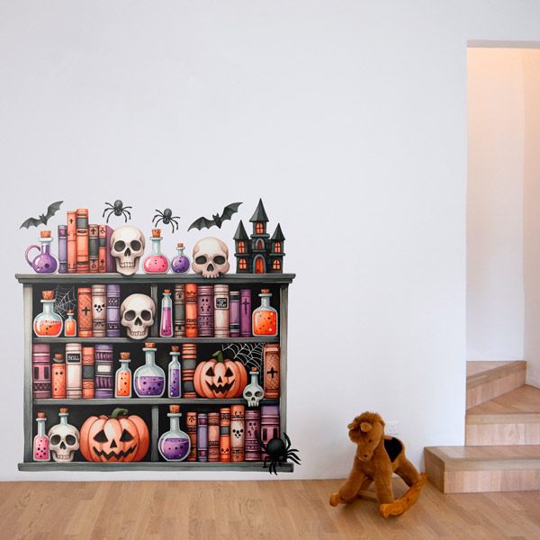 Wall Stickers: Halloween Spellbook Shelf