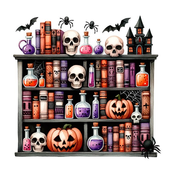 Wall Stickers: Halloween Spellbook Shelf