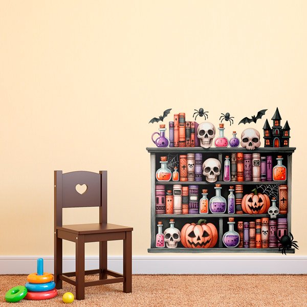 Wall Stickers: Halloween Spellbook Shelf