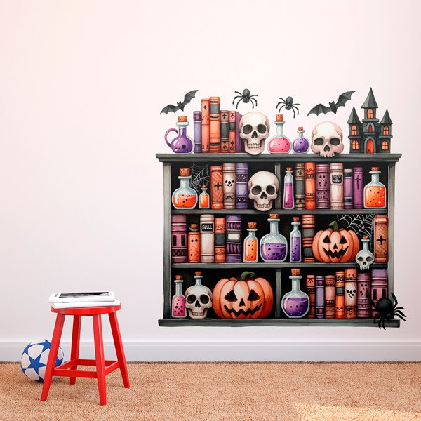 Wall Stickers: Halloween Spellbook Shelf