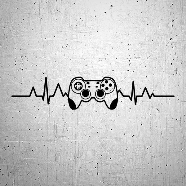 Car & Motorbike Stickers: Game Controller with Heartbeat Line