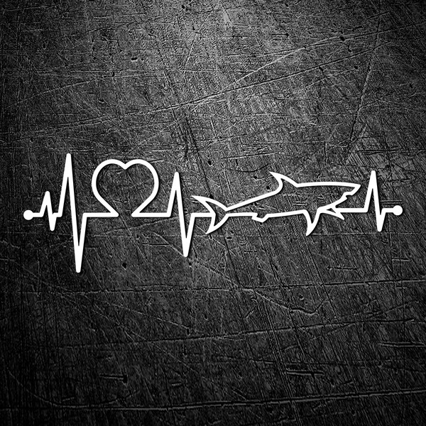 Car & Motorbike Stickers: Shark Heartbeat Cardiogram