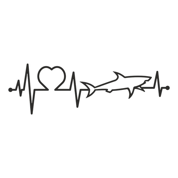 Car & Motorbike Stickers: Shark Heartbeat Cardiogram