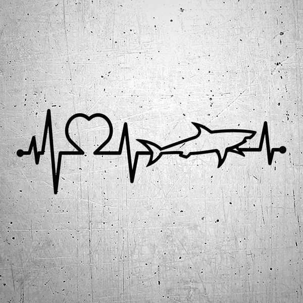 Car & Motorbike Stickers: Shark Heartbeat Cardiogram