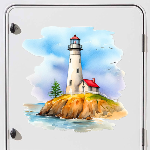Camper van decals: Watercolor lighthouse