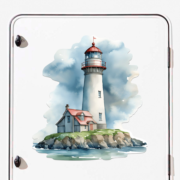 Camper van decals: Watercolor coastal lighthouse