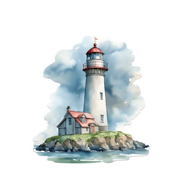Camper van decals: Watercolor coastal lighthouse