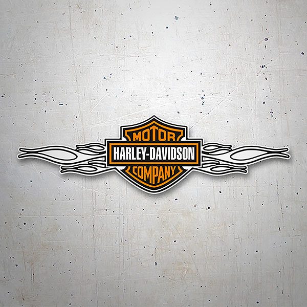 Sticker Harley Davidson white flames