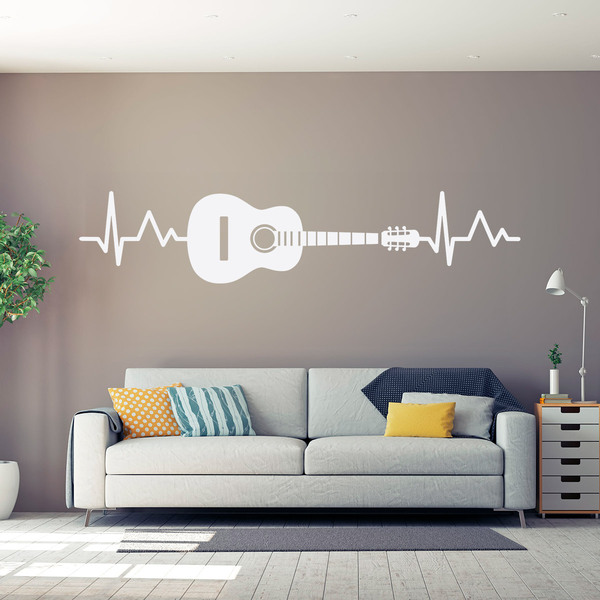 Wall Stickers: Electrocardiogram acoustic guitar