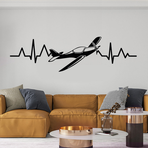 Wall Stickers: Electrocardiogram Airplane