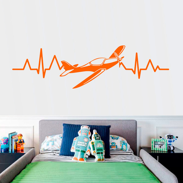 Wall Stickers: Electrocardiogram Airplane
