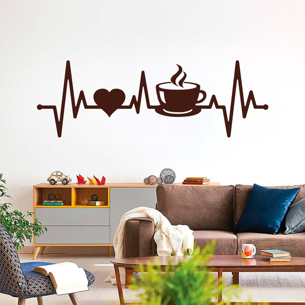 Wall Stickers: Coffee Electrocardiogram