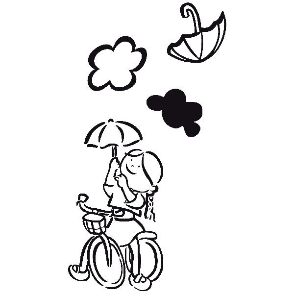 Stickers for Kids: Little girl on a bicycle