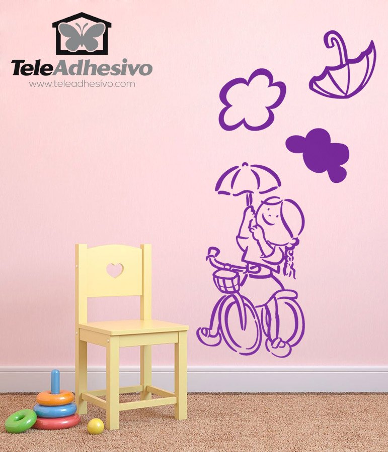 Stickers for Kids: Little girl on a bicycle