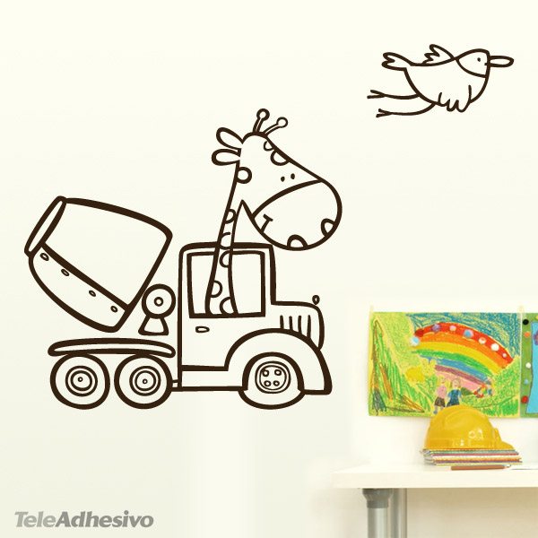 Stickers for Kids: Giraffe in concrete mixer