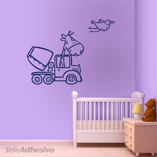 Stickers for Kids: Giraffe in concrete mixer