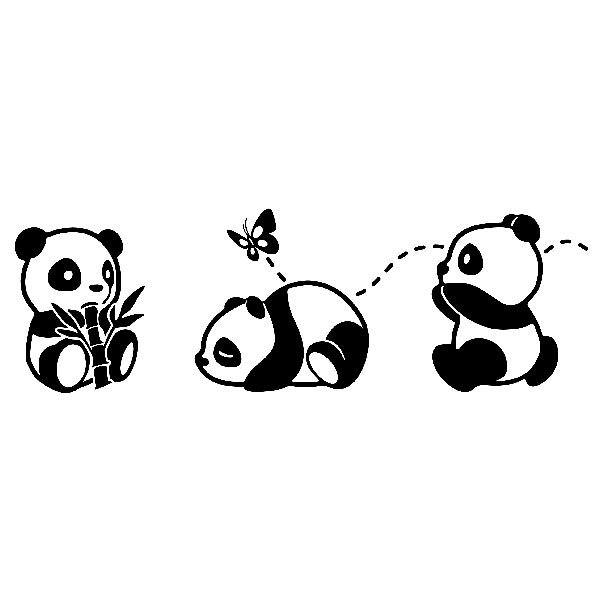 Nursery wall stickers the three pandas 