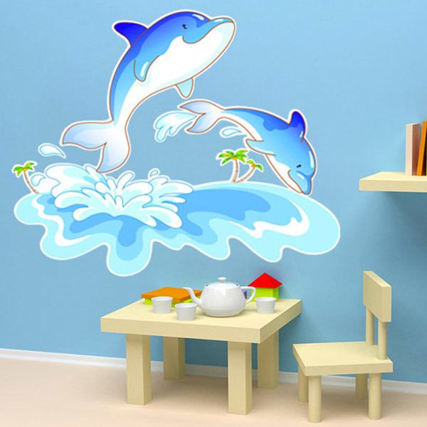 Stickers for Kids: Dolphins and waves