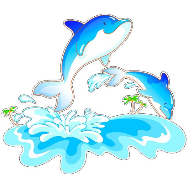 Stickers for Kids: Dolphins and waves