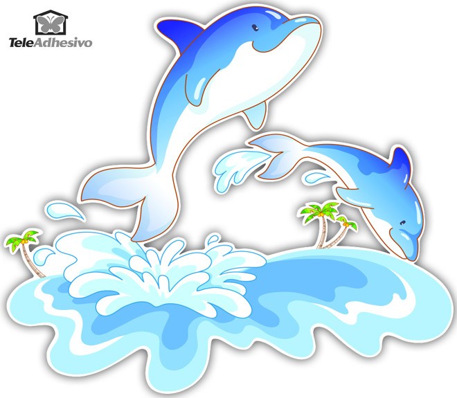 Stickers for Kids: Dolphins and waves