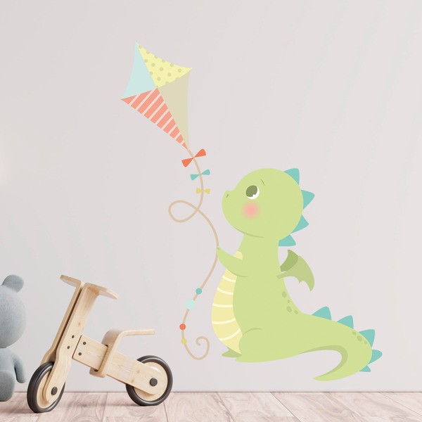 Stickers for Kids: Dragon playing with kite