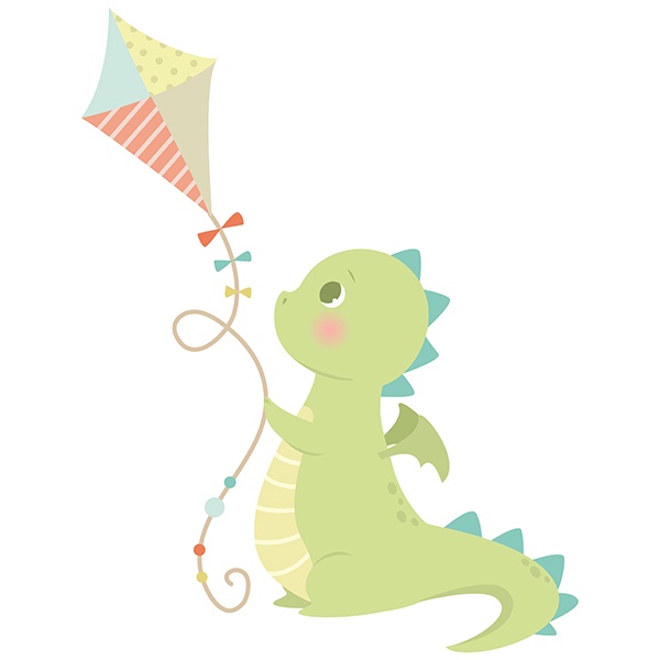 Stickers for Kids: Dragon playing with kite