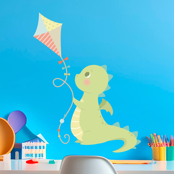 Stickers for Kids: Dragon playing with kite