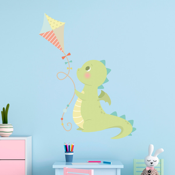 Stickers for Kids: Dragon playing with kite