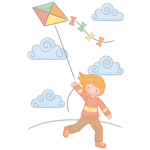 Stickers for Kids: Girl flying the Kite