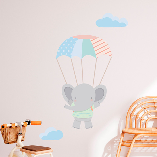 Stickers for Kids: Elephant in parachute 1