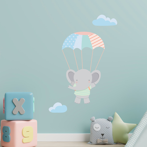 Stickers for Kids: Elephant in parachute