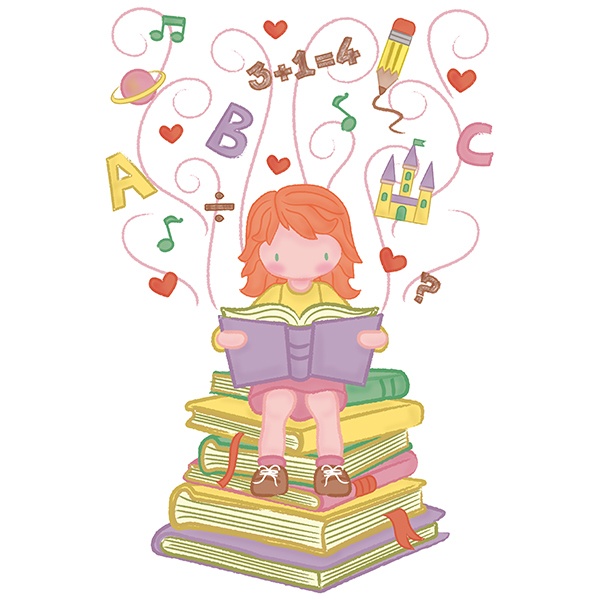 Stickers for Kids: Little girl learning