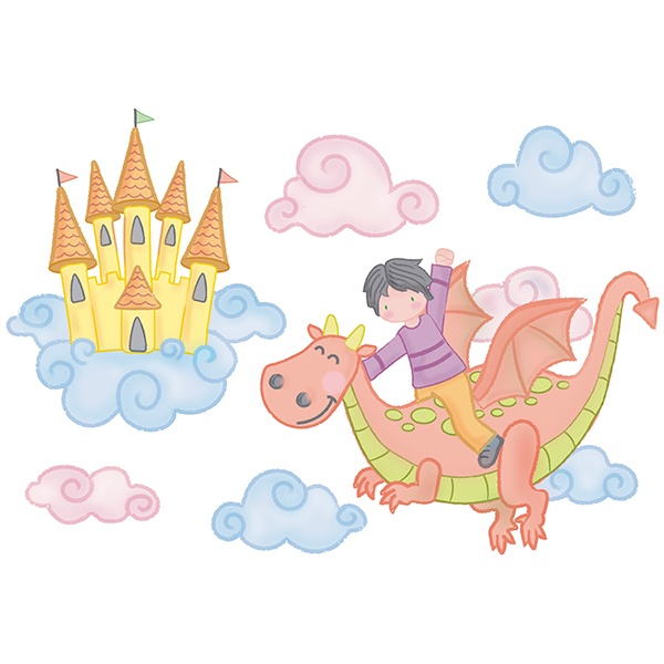 Stickers for Kids: Child flying with a dragon