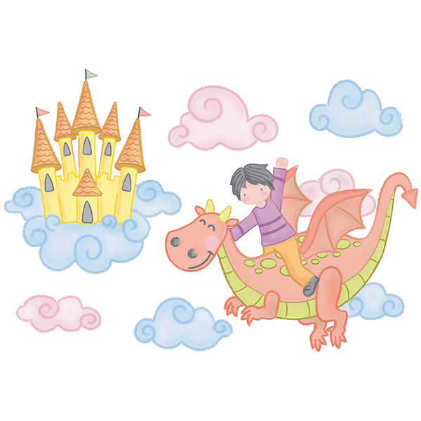 Stickers for Kids: Child flying with a dragon