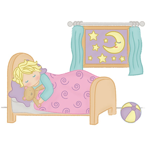 Stickers for Kids: Sleeping with his stuffed animal