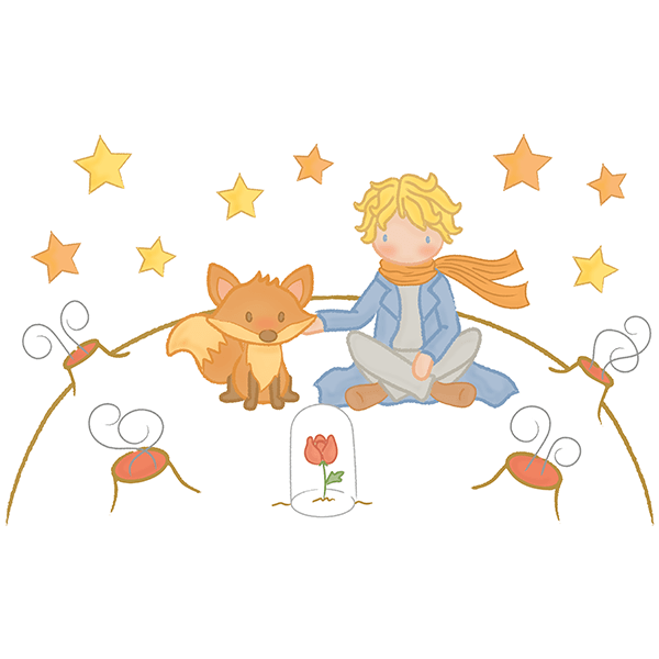 Stickers for Kids: The Little Prince and the fox on the moon
