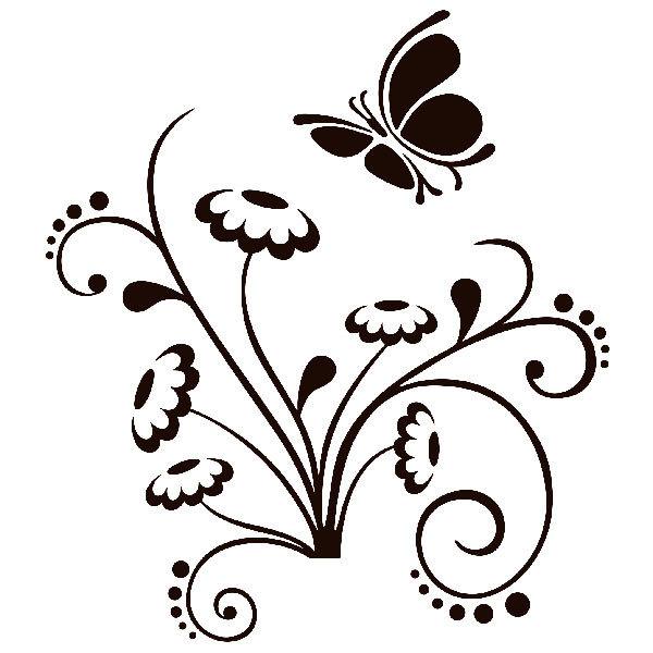 Wall Stickers: Floral ornament and butterfly