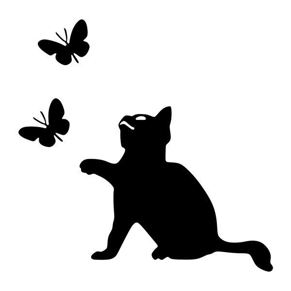 Wall Stickers: Cat Play with Butterflies