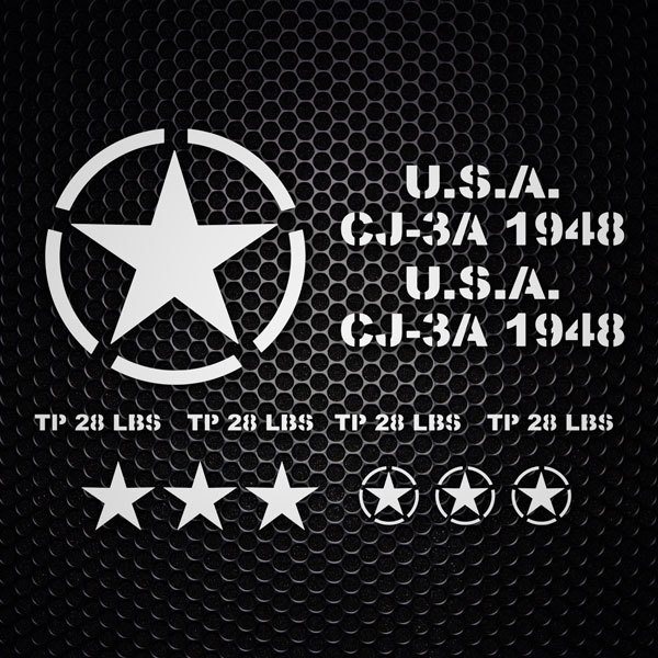 Car & Motorbike Stickers: Set 13X Sticker for Jeep Army Star