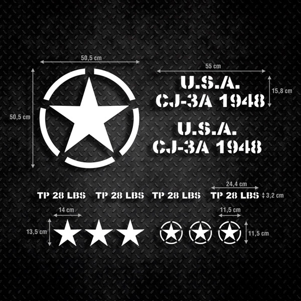 Car & Motorbike Stickers: Set 13X Sticker for Jeep Army Star